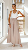 Avery Wide Leg Pants Beige