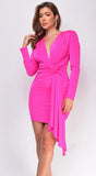Enola Pink Front Drape Mini Dress