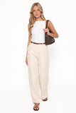 Asher Tie Detail Tapered Leg Pants Cream