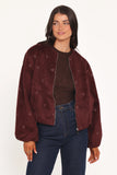 Marla Cropped Bomber Cherry