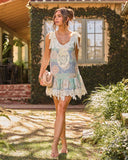 Analie Patchwork Lace Trim Babydoll Mini Dress