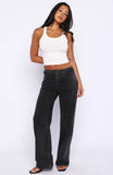 Jasmine Mid Rise Straight Leg Jeans Black Acid