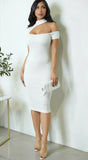Eryndra Mock Neck Cut Out Midi Dress White