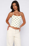Poker Face Halter Top Chocolate Banana Polka Dot