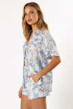 Faye Button Down Top White Blue