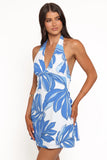 Minyama Halterneck Mini Dress Blue Palm