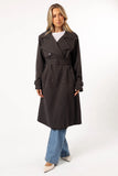 Billy Button Front Trench Coat Charcoal