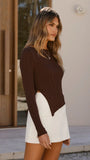 Isla Long Sleeve Top Brown