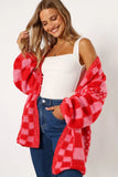 Davina Pattern Open Front Cardigan Red Pink