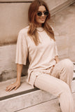 Silvie Short Sleeve Knitted Set Beige