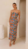 Carlia Midi Dress Orange Print