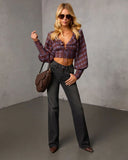 Sundown Boheme Plaid Lace Up Top