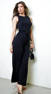 Mirage Sleeveless Waist Band Detail Jumpsuit Black