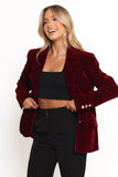 Zpya Single Button Velvet Blazer Berry