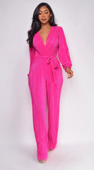 Juna Surplice Jumpsuit Pink