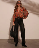 Italiano Paisley Button Down Blouse