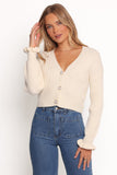 Zana Ribbed Ruffle Cuff Knit Sweater Cream