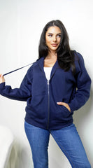 Off Duty Zip Up Boyfriend Hoodie Navy