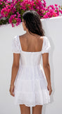 Idylla Eyelet Tiered Mini Dress White