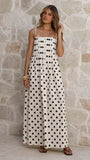 Felicity Maxi Dress White Black Spot