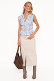 Dana Denim Midi Skirt Bone