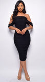 Kat Mesh Off Shoulder Dress Black