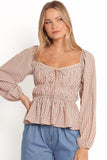Saphia Top Brown Check