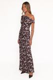 Zafira Midi Dress Brown Cream Floral