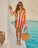 Easy Holiday Striped Colorblock Mini Dress