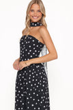Boston Strapless Maxi Dress Black Polka Dot