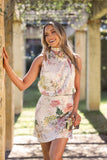 Anabelle Halter Neck Mini Dress White Floral