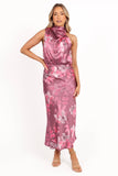 Anabelle Halter Neck Midi Dress Dark Rose Floral