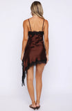 Reminders Of Me Lace Trim Mini Dress Chocolate Black