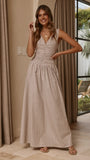 Sanya Maxi Dress Beige Check