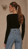Lacy Long Sleeve Top Black