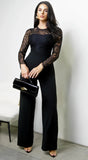 Marise Lace Top Knit Jumpsuit Black