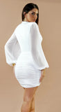 Deniz Surplice Mini Dress White