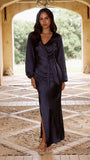 Ivy Long Sleeve Tie Front Maxi Dress Navy