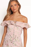 Lauryn Off The Shoulder Midi Dress Blush Rose