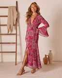 Honey Shadow Tiered Bell Sleeve Maxi Dress