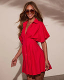Stacie Pleated Mini Shirt Dress
