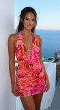 Sunflare Floral Mesh Mini Dress Pink Multi