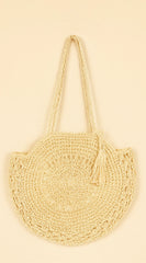 Circle Straw Summer Tote Bag Ivory