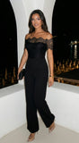 Bellamora Lace Off Shoulder Jumpsuit Black