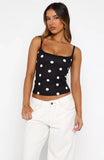 Im The Answer Tank Top Black White Polka Dot