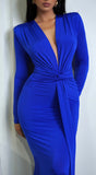 Niya Front Twist Drape Maxi Dress Royal Blue