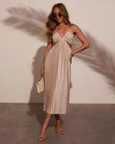 Hollywood Dreams Pleated Tie Back Midi Dress