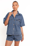 Noor Denim Short Set Dark Blue