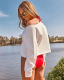 Montauk Beach Club Graphic Off the Shoulder Sweatshirt
