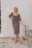 Oona Midi Dress Brown Blue Floral